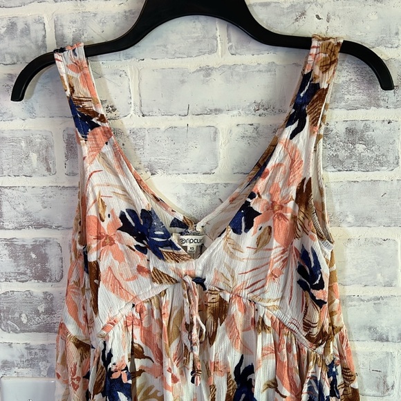 Rip Curl Women’s Mini Dress Sunset Waves Tank Cover Up Coral Navy Floral Size XS - Picture 4 of 7